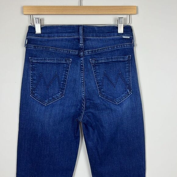 MOTHER The Rascal Ankle Snippet Straight Leg Raw Hem Mid Rise Dark Wash Size 26 - Picture 4 of 13